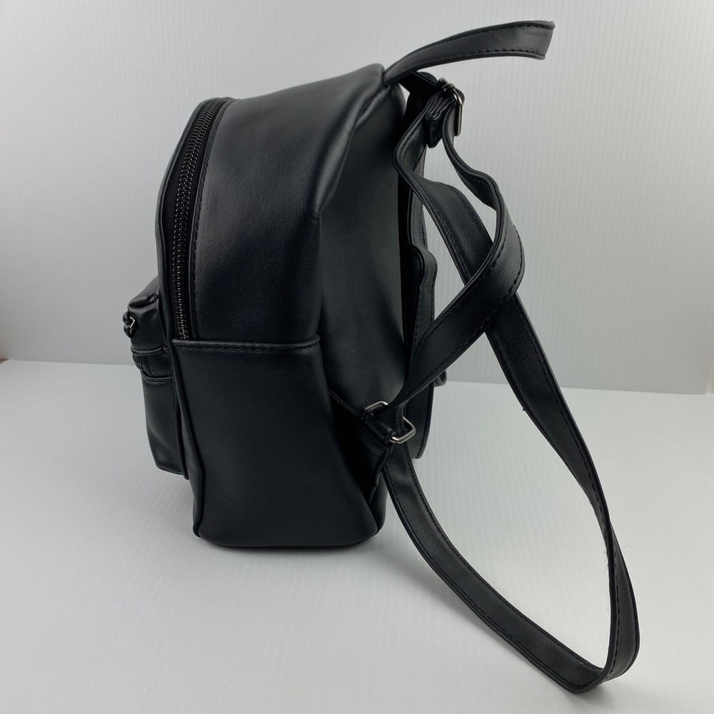 ARDENE Mini Backpack Purse Black Chain Accent Front Pocket Stylish Bag - Picture 2 of 11
